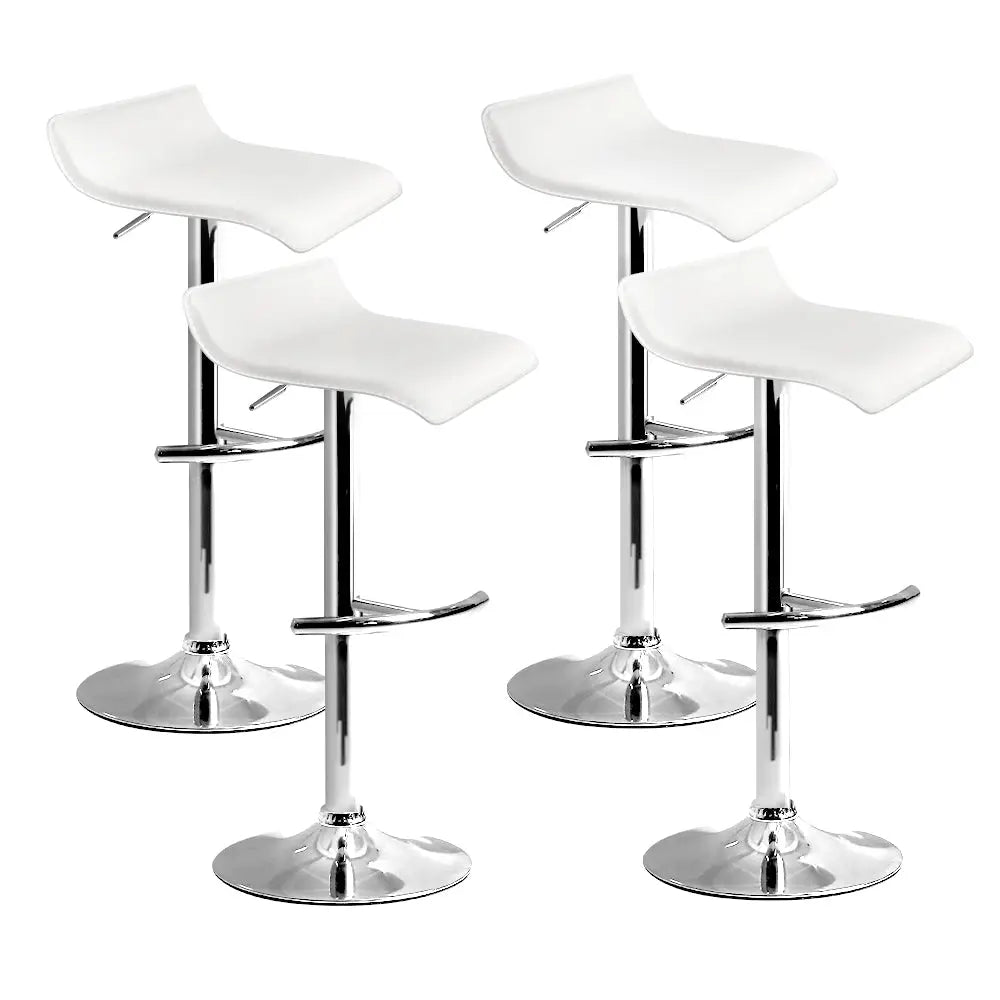 Artiss 4x Bar Stools Adjustable Gas Lift Chairs White - Furniture > Bar Stools & Chairs