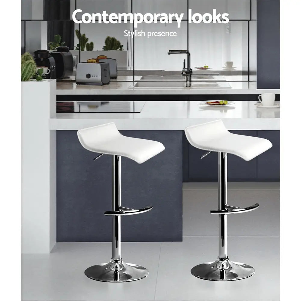 Artiss 4x Bar Stools Adjustable Gas Lift Chairs White - Furniture > Bar Stools & Chairs