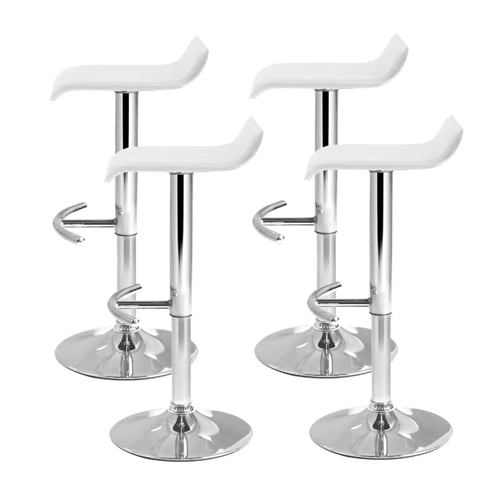 Artiss 4x Bar Stools Adjustable Gas Lift Chairs White - Furniture > Bar Stools & Chairs