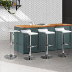Artiss 4x Bar Stools Adjustable Gas Lift Chairs White - Furniture > Bar Stools & Chairs