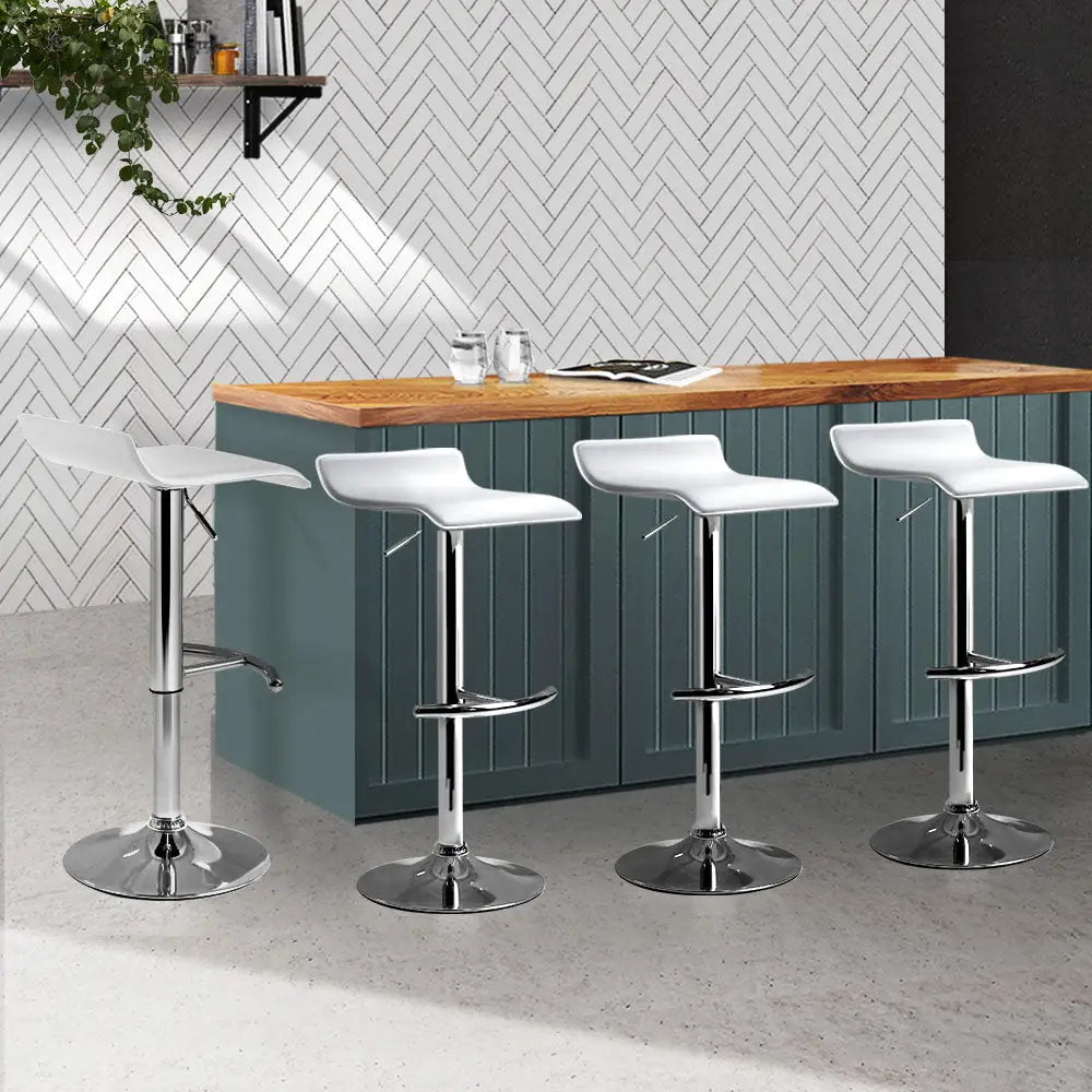 Artiss 4x Bar Stools Adjustable Gas Lift Chairs White - Furniture > Bar Stools & Chairs
