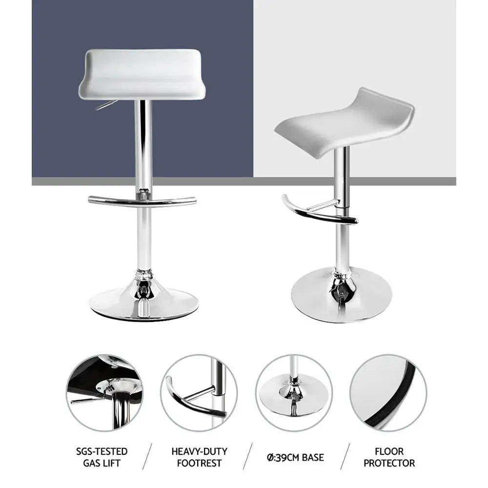Artiss 4x Bar Stools Adjustable Gas Lift Chairs White - Furniture > Bar Stools & Chairs