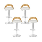 Artiss 4x Bar Stools Adjustable Leather Padded White - Furniture > Bar Stools & Chairs > Arm Chairs & Recliners