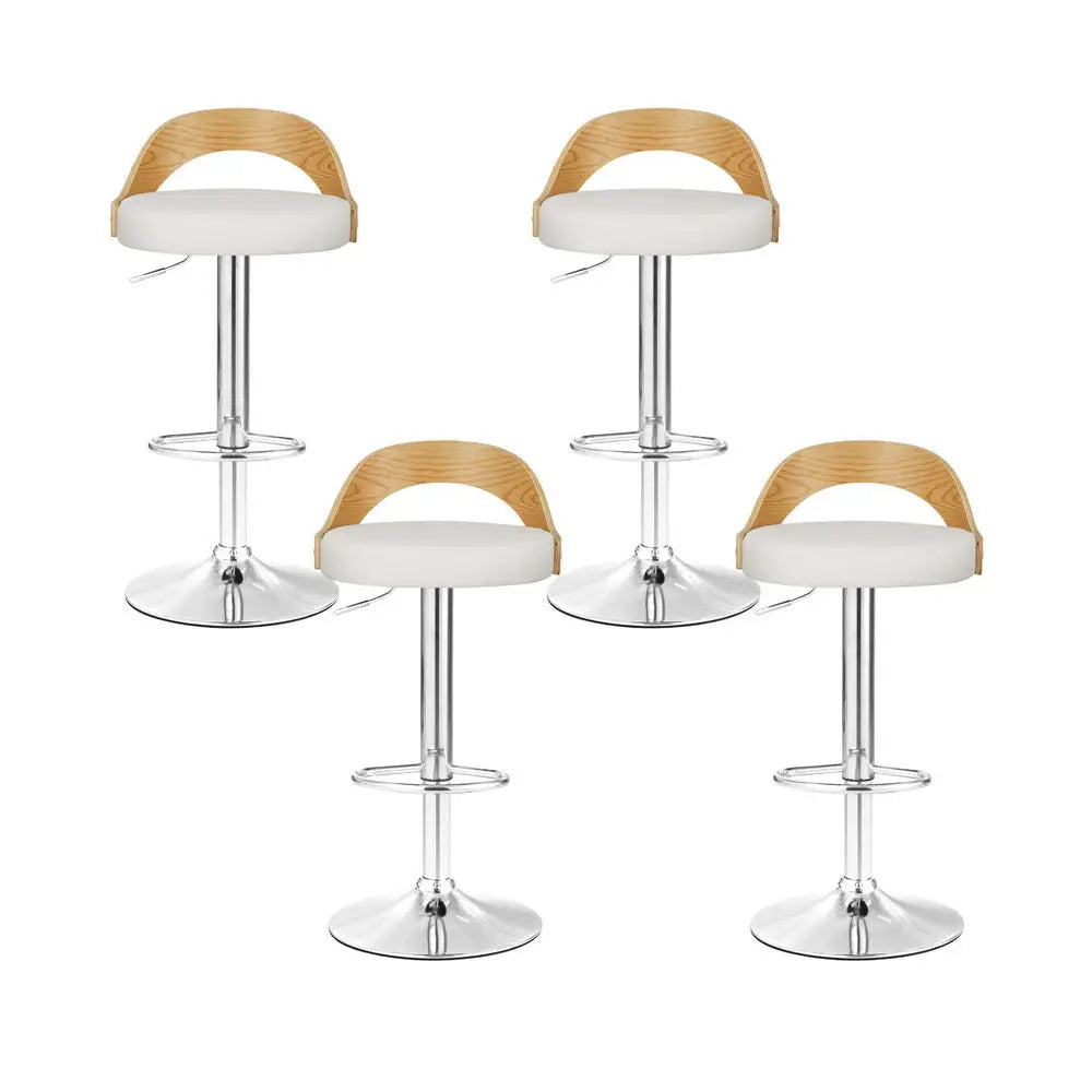 Artiss 4x Bar Stools Adjustable Leather Padded White - Furniture > Bar Stools & Chairs > Arm Chairs & Recliners