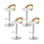 Artiss 4x Bar Stools Adjustable Leather Padded White - Furniture > Bar Stools & Chairs > Arm Chairs & Recliners