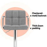Artiss 4x Bar Stools Fabric Gas Lift w/Armrest Grey - Furniture > Bar Stools & Chairs > Table & Bar Stools