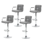 Artiss 4x Bar Stools Fabric Gas Lift w/Armrest Grey - Furniture > Bar Stools & Chairs > Table & Bar Stools