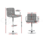 Artiss 4x Bar Stools Fabric Gas Lift w/Armrest Grey - Furniture > Bar Stools & Chairs > Table & Bar Stools