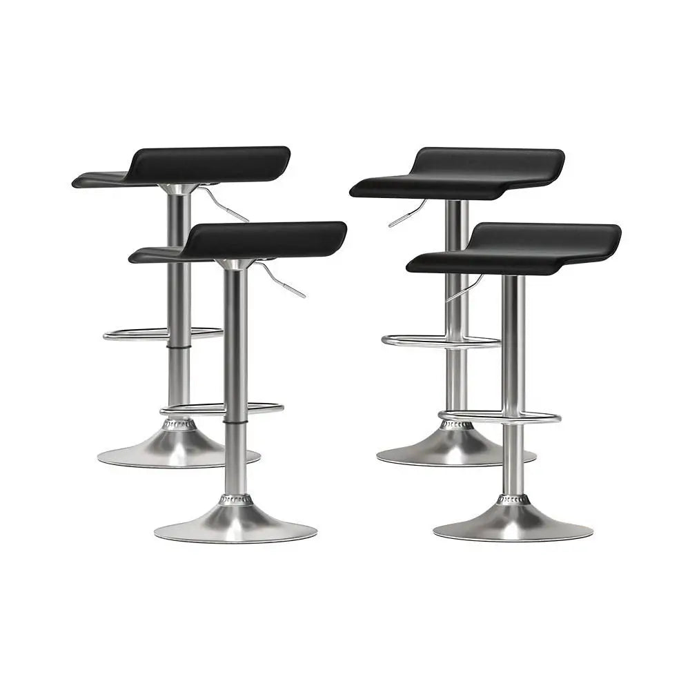 Artiss 4x Bar Stools Faux Leather Chair Black - Furniture > Bar Stools & Chairs > Table & Bar Stools
