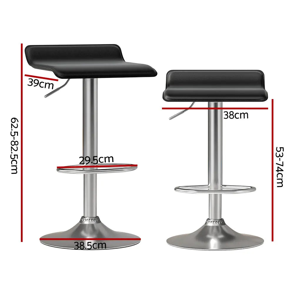 Artiss 4x Bar Stools Faux Leather Chair Black - Furniture > Bar Stools & Chairs > Table & Bar Stools