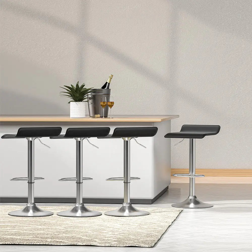 Artiss 4x Bar Stools Faux Leather Chair Black - Furniture > Bar Stools & Chairs > Table & Bar Stools