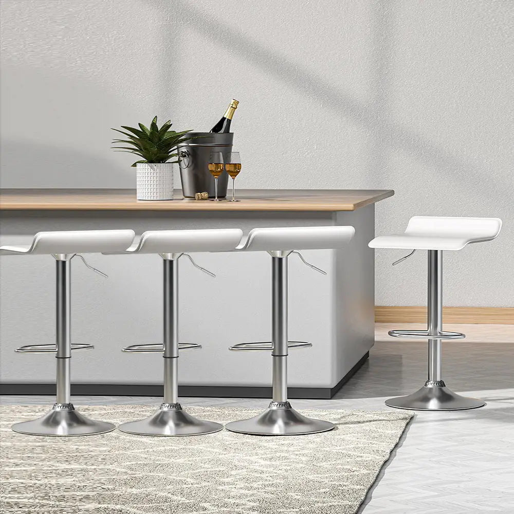 Artiss 4x Bar Stools Faux Leather Chair White - Furniture > Bar Stools & Chairs > Table & Bar Stools
