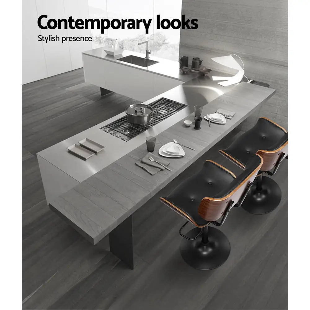Artiss 4x Bar Stools Gas Lift Leather All Black - Furniture > Bar Stools & Chairs > Table & Bar Stools