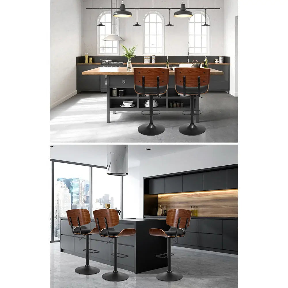 Artiss 4x Bar Stools Gas Lift Leather All Black - Furniture > Bar Stools & Chairs > Table & Bar Stools