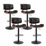 Artiss 4x Bar Stools Gas Lift Leather All Black - Furniture > Bar Stools & Chairs > Table & Bar Stools