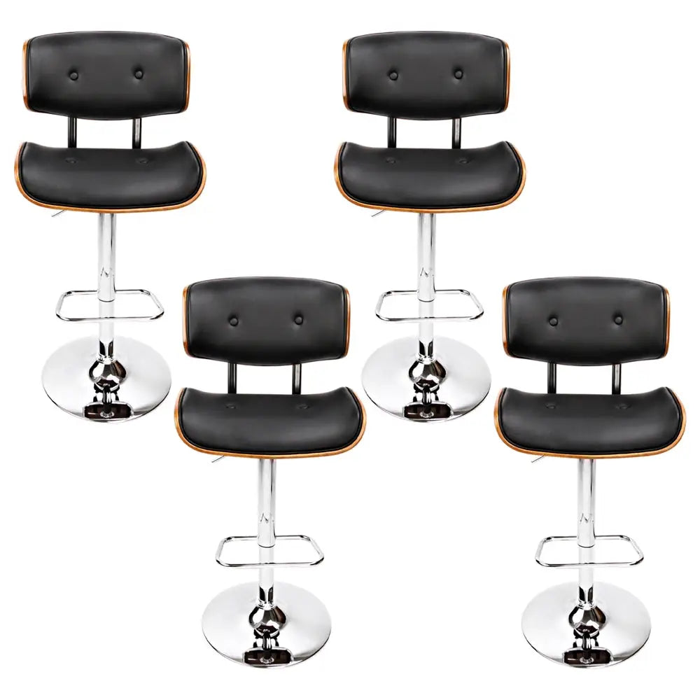 Artiss 4x Bar Stools Gas Lift Leather Black - Furniture > Bar Stools & Chairs > Massage Chairs