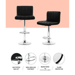Artiss 4x Bar Stools Gas Lift Leather Black - Furniture > Bar Stools & Chairs > Table & Bar Stools