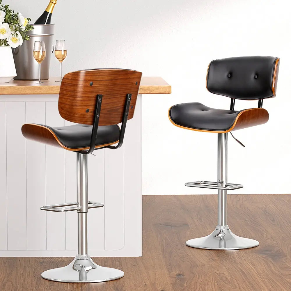 Artiss 4x Bar Stools Gas Lift Leather Black - Furniture > Bar Stools & Chairs > Massage Chairs