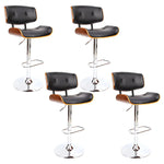 Artiss 4x Bar Stools Gas Lift Leather Black - Furniture > Bar Stools & Chairs > Massage Chairs