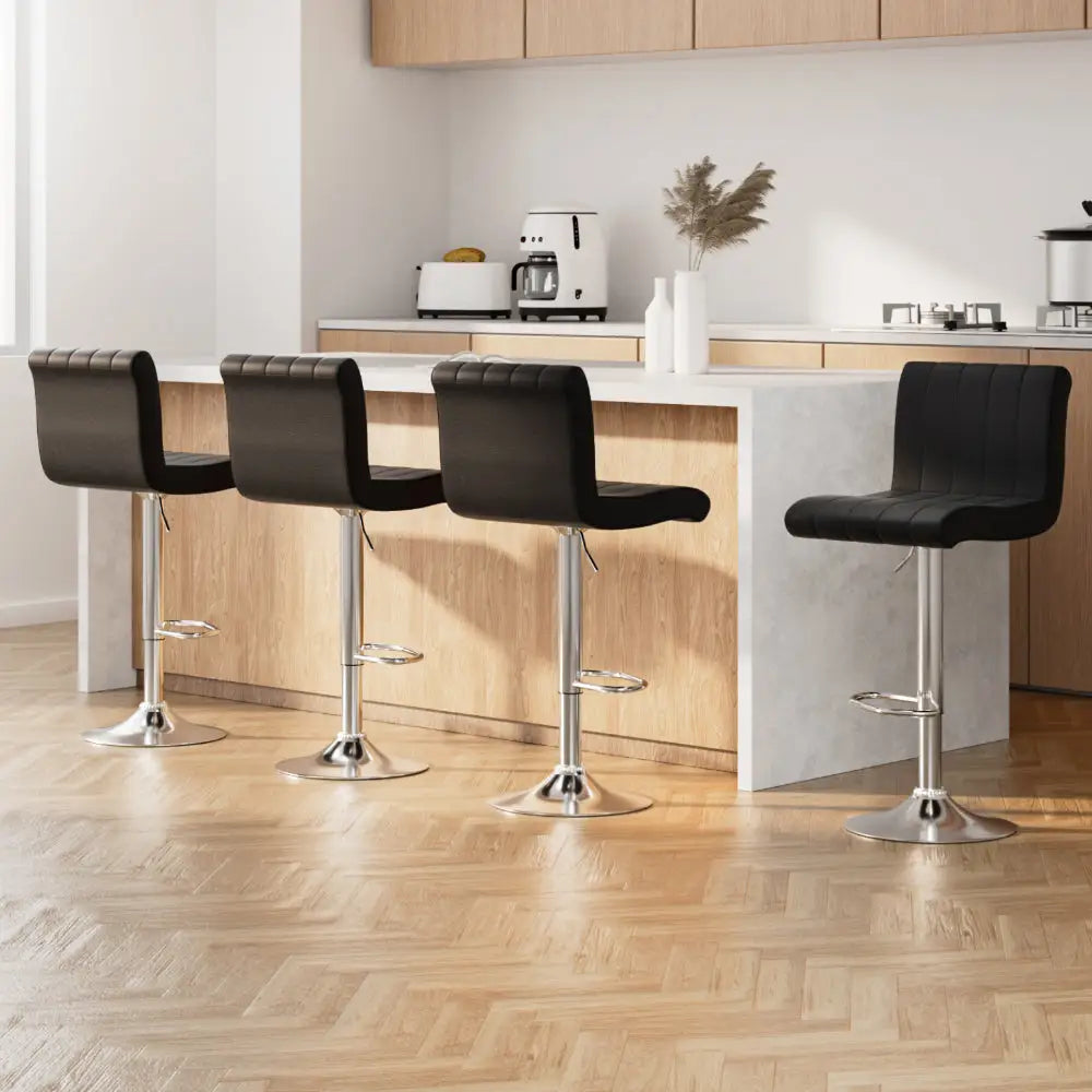 Artiss 4x Bar Stools Gas Lift Leather Black - Furniture > Bar Stools & Chairs > Table & Bar Stools