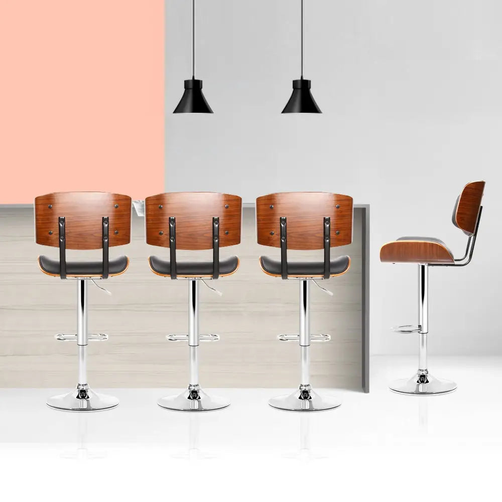 Artiss 4x Bar Stools Gas Lift Leather Black - Furniture > Bar Stools & Chairs > Massage Chairs
