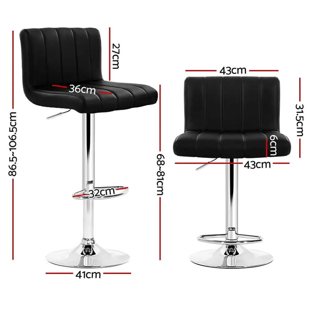 Artiss 4x Bar Stools Gas Lift Leather Black - Furniture > Bar Stools & Chairs > Table & Bar Stools