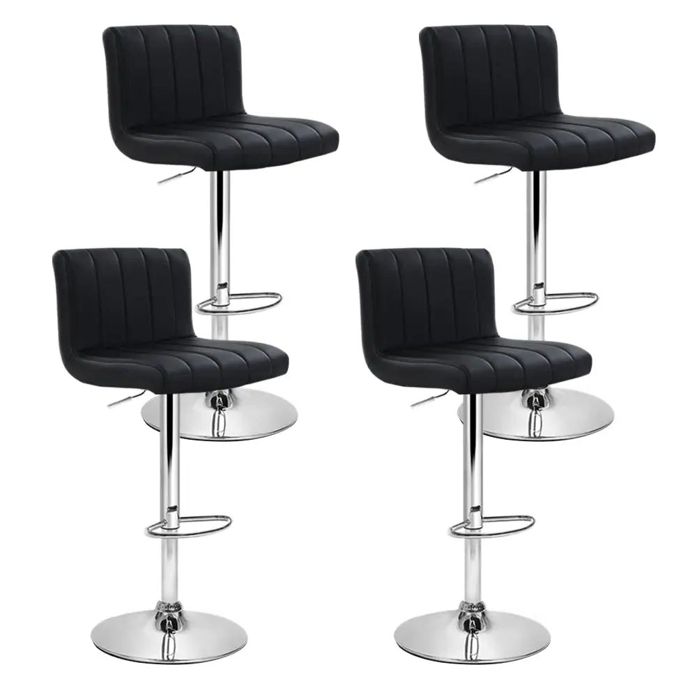 Artiss 4x Bar Stools Gas Lift Leather Black - Furniture > Bar Stools & Chairs > Table & Bar Stools