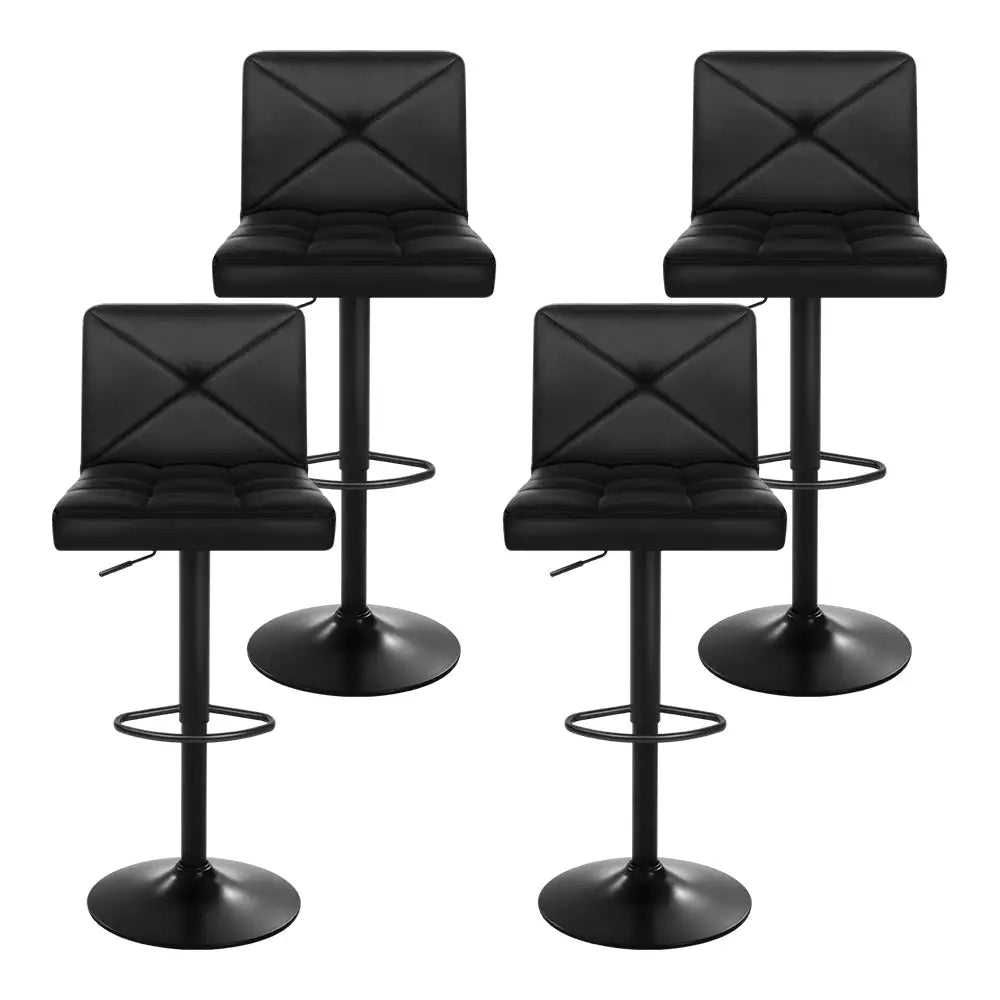 Artiss 4x Bar Stools Gas Lift Leather Chair Black - Furniture > Bar Stools & Chairs > Table & Bar Stools