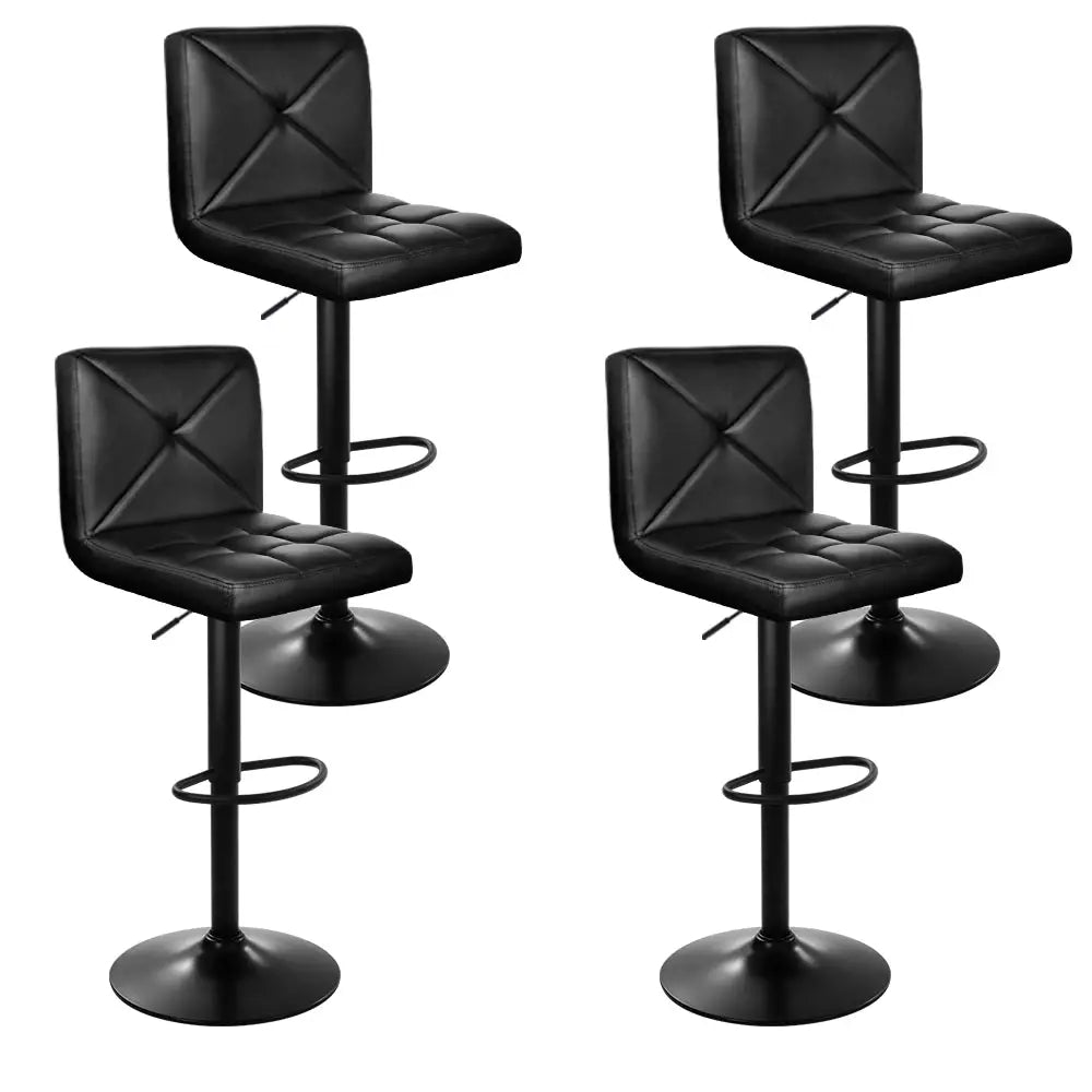 Artiss 4x Bar Stools Gas Lift Leather Chair Black - Furniture > Bar Stools & Chairs > Table & Bar Stools