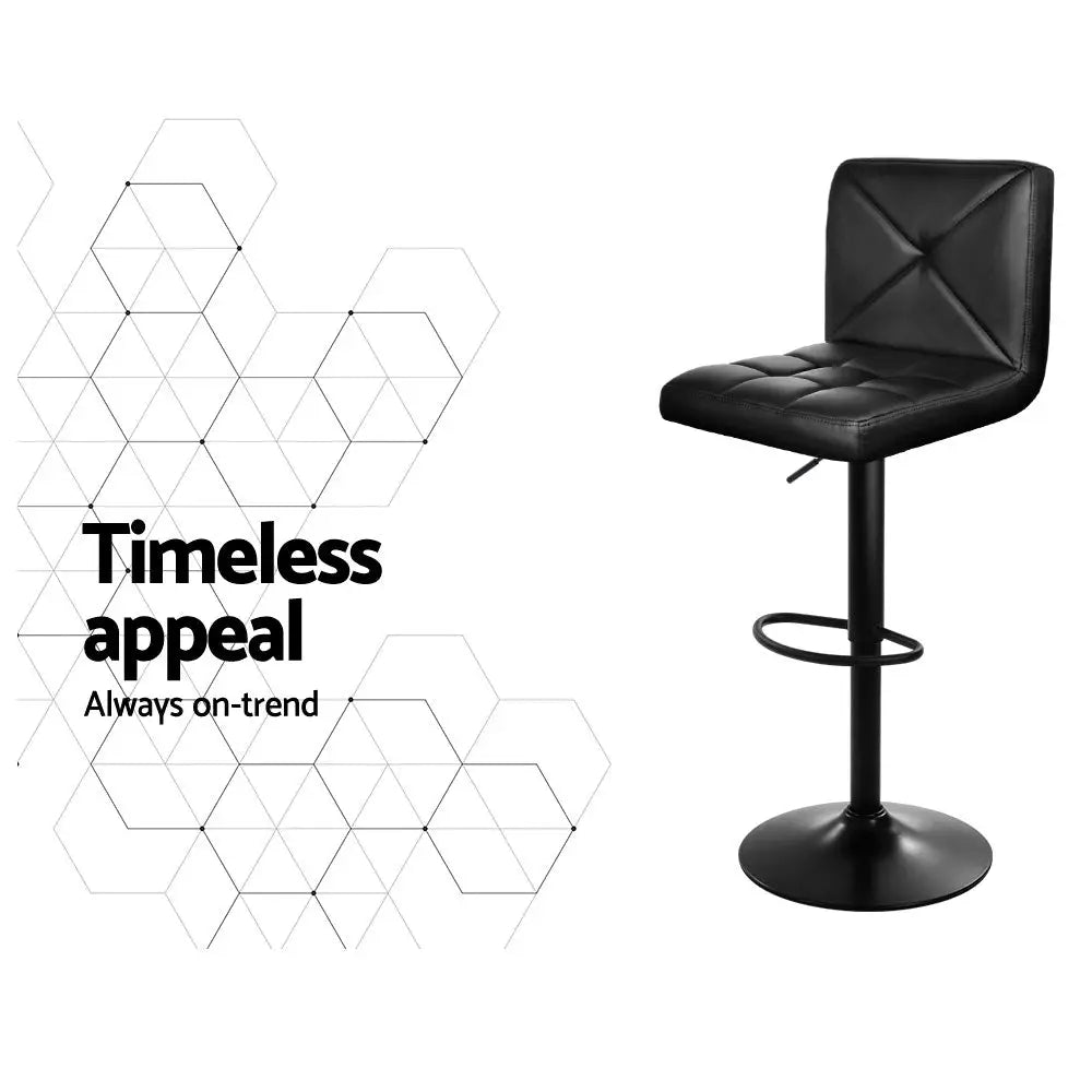 Artiss 4x Bar Stools Gas Lift Leather Chair Black - Furniture > Bar Stools & Chairs > Table & Bar Stools