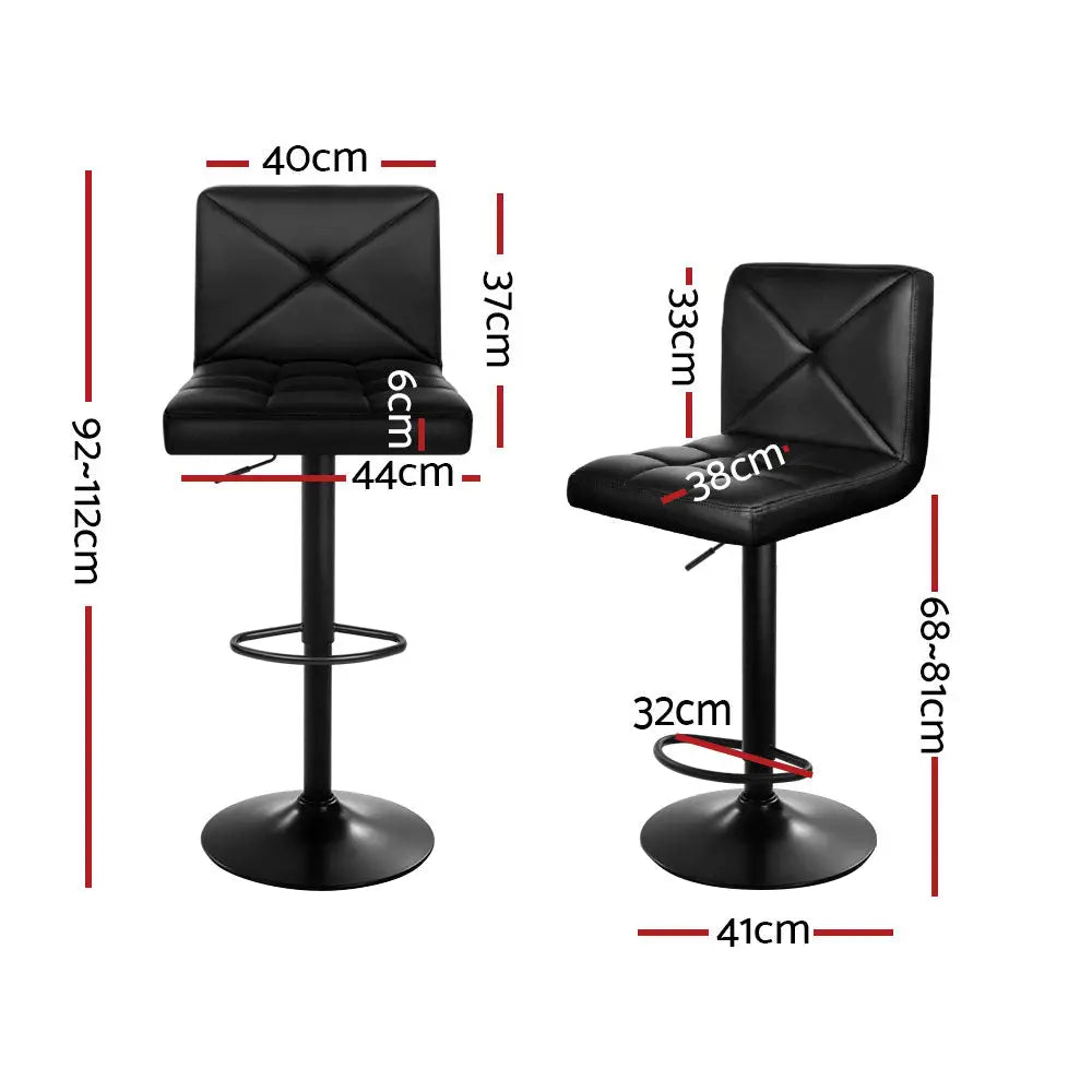 Artiss 4x Bar Stools Gas Lift Leather Chair Black - Furniture > Bar Stools & Chairs > Table & Bar Stools