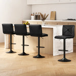 Artiss 4x Bar Stools Gas Lift Leather Chair Black - Furniture > Bar Stools & Chairs > Table & Bar Stools