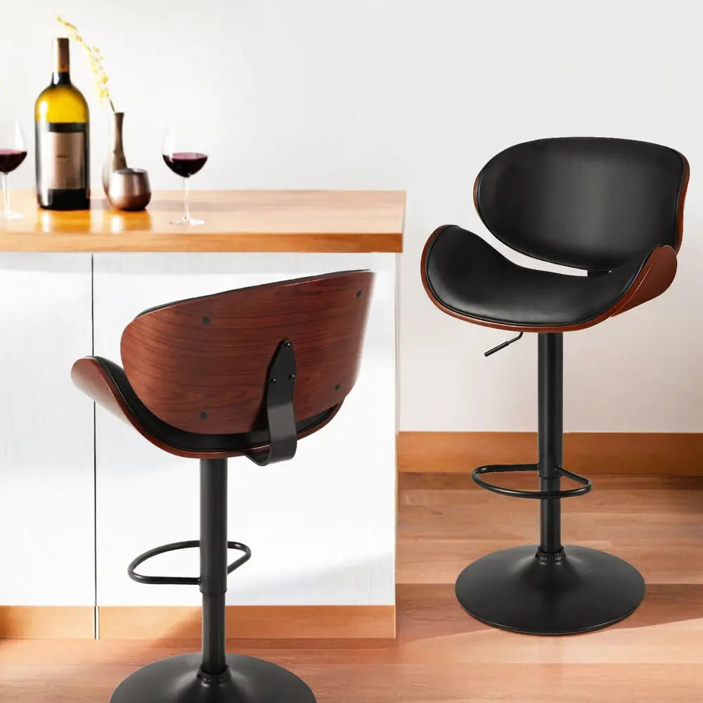 Artiss 4x Bar Stools Gas Lift Leather Padded Black - Furniture > Bar Stools & Chairs > Table & Bar Stools