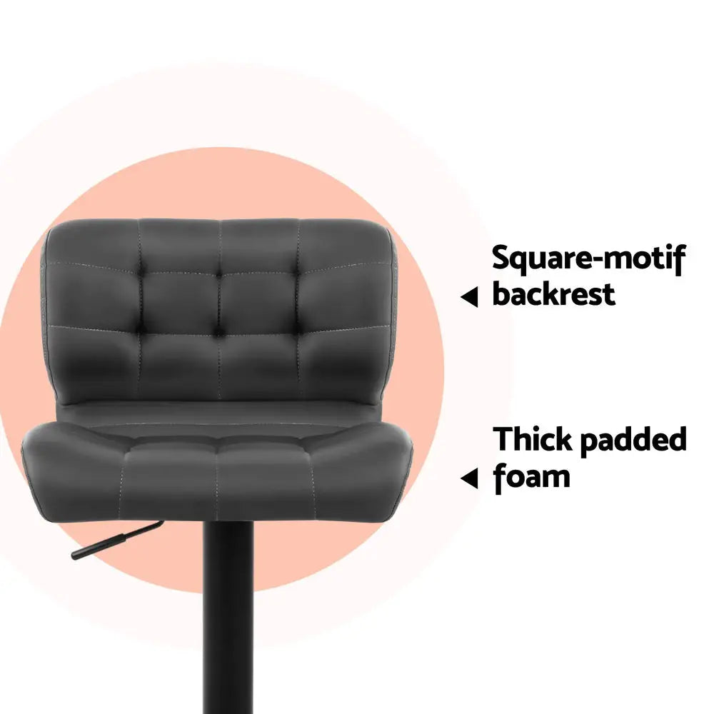 Artiss 4x Bar Stools Gas Lift Leather Padded Grey - Furniture > Bar Stools & Chairs > Massage Chairs
