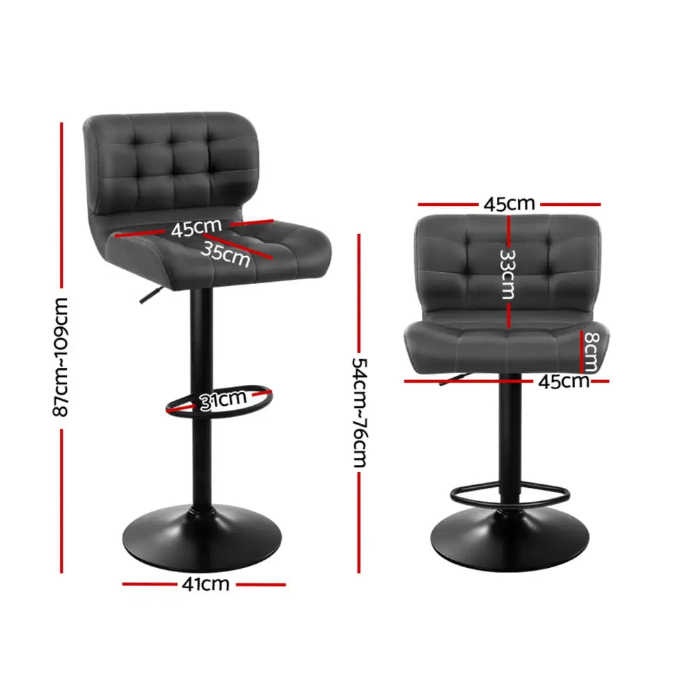 Artiss 4x Bar Stools Gas Lift Leather Padded Grey - Furniture > Bar Stools & Chairs > Massage Chairs