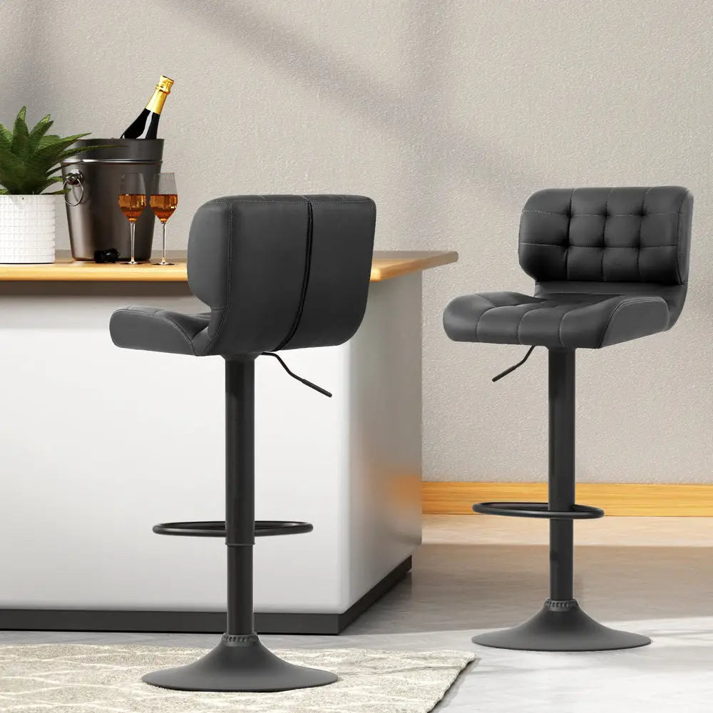 Artiss 4x Bar Stools Gas Lift Leather Padded Grey - Furniture > Bar Stools & Chairs > Massage Chairs