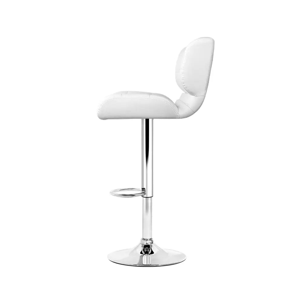 Artiss 4x Bar Stools Gas Lift Leather Padded White - Furniture > Bar Stools & Chairs