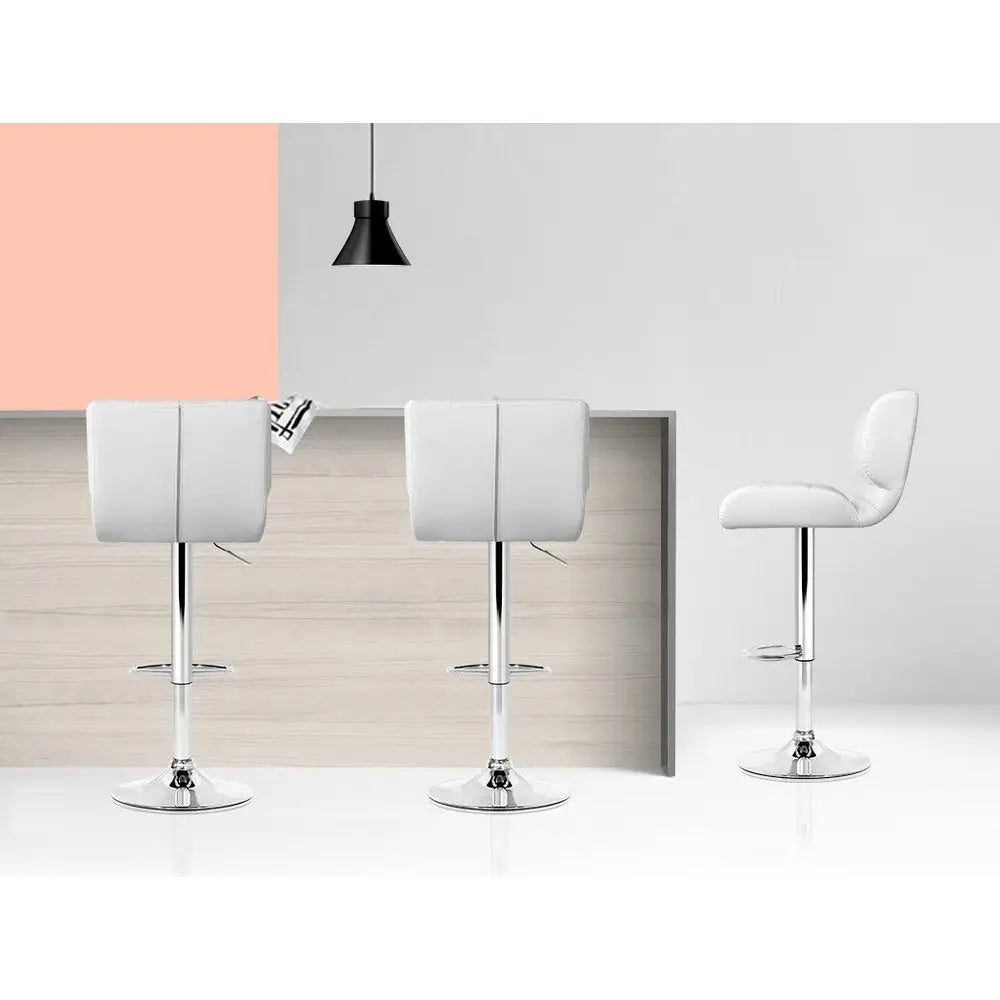 Artiss 4x Bar Stools Gas Lift Leather Padded White - Furniture > Bar Stools & Chairs