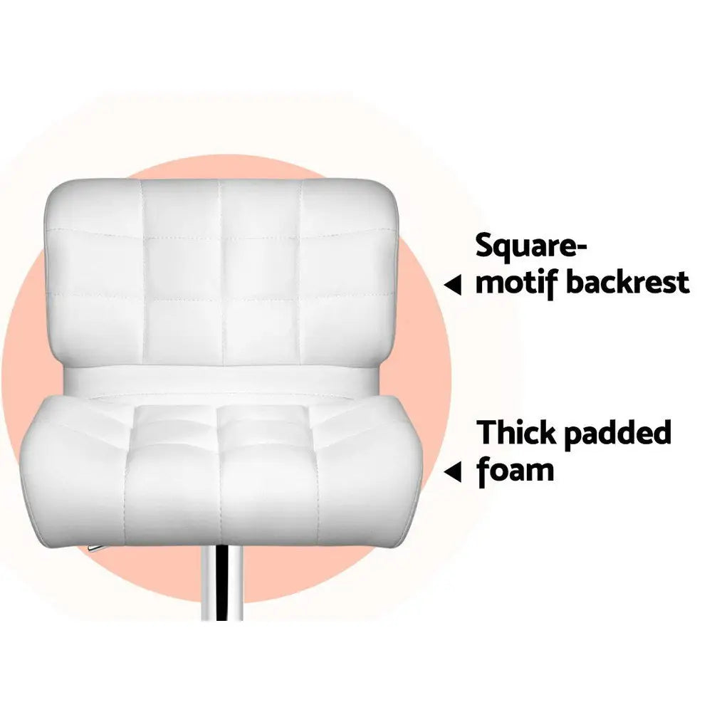 Artiss 4x Bar Stools Gas Lift Leather Padded White - Furniture > Bar Stools & Chairs