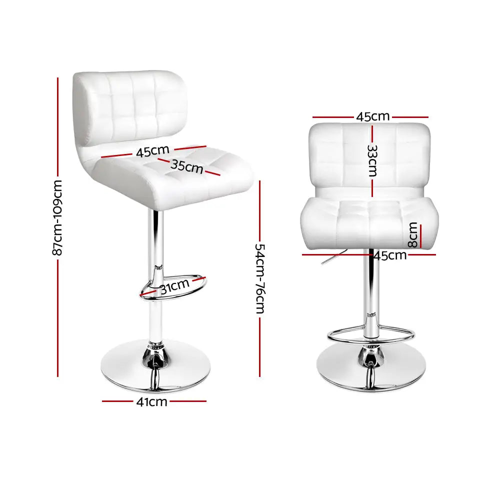 Artiss 4x Bar Stools Gas Lift Leather Padded White - Furniture > Bar Stools & Chairs