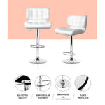 Artiss 4x Bar Stools Gas Lift Leather Padded White - Furniture > Bar Stools & Chairs