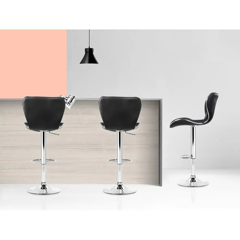 Artiss 4x Bar Stools Gas Lift Leather Seat Black - Furniture > Bar Stools & Chairs