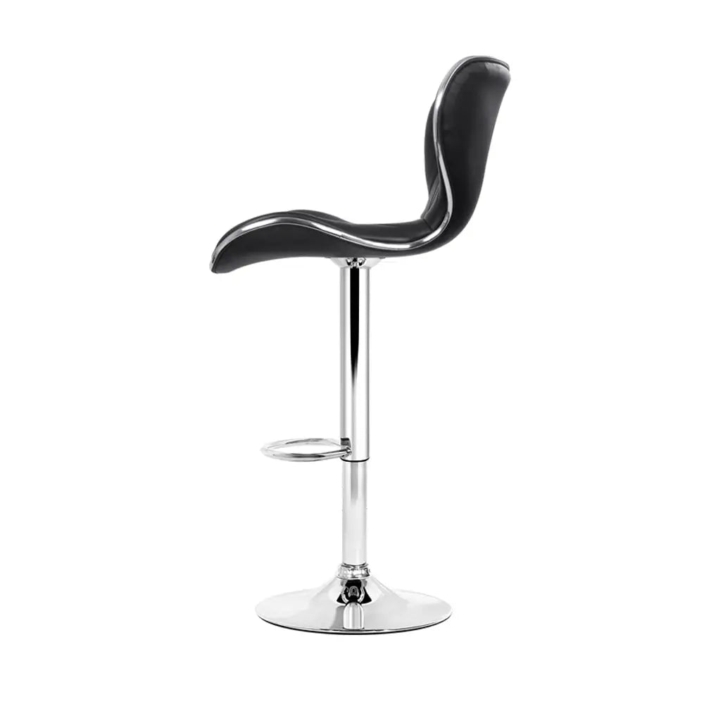 Artiss 4x Bar Stools Gas Lift Leather Seat Black - Furniture > Bar Stools & Chairs
