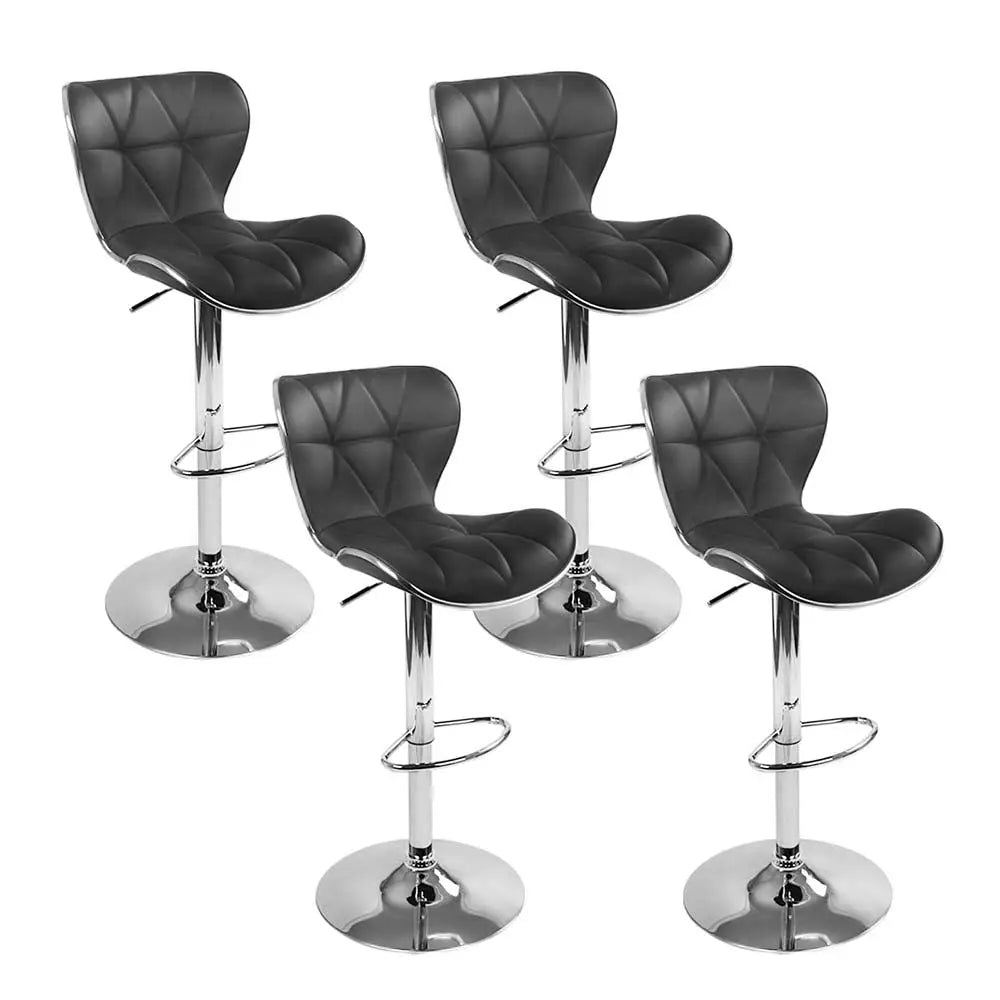 Artiss 4x Bar Stools Gas Lift Leather Seat Black - Furniture > Bar Stools & Chairs