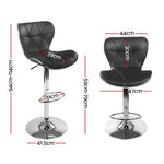 Artiss 4x Bar Stools Gas Lift Leather Seat Black - Furniture > Bar Stools & Chairs