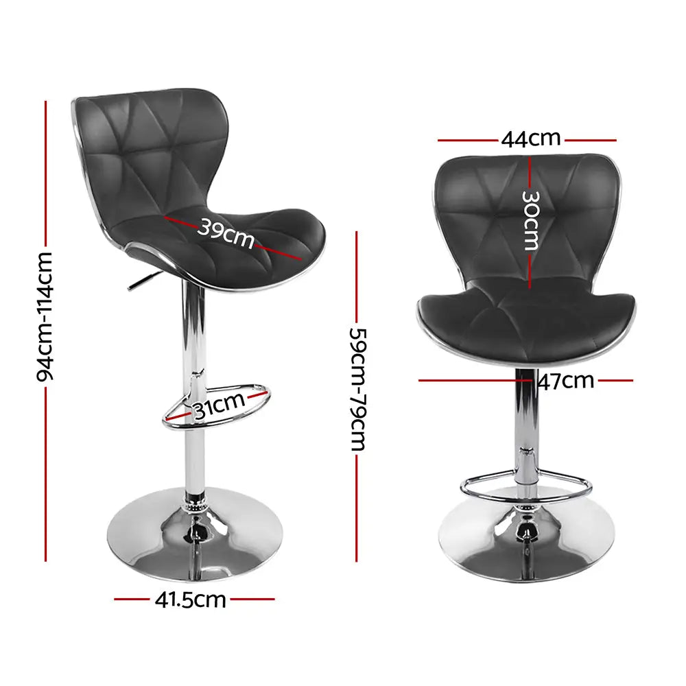 Artiss 4x Bar Stools Gas Lift Leather Seat Black - Furniture > Bar Stools & Chairs