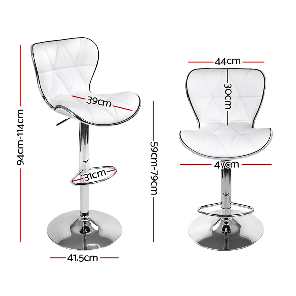 Artiss 4x Bar Stools Gas Lift Leather Seat White - Furniture > Bar Stools & Chairs > Table & Bar Stools