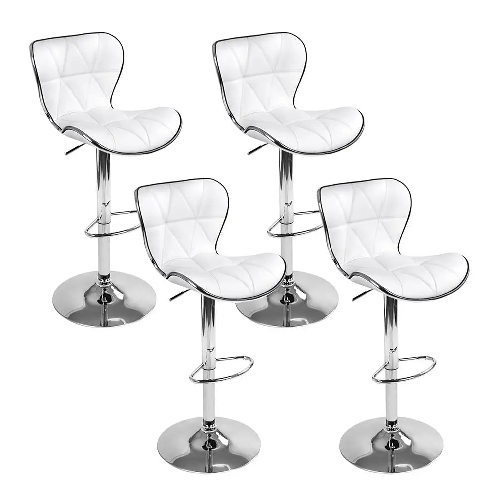 Artiss 4x Bar Stools Gas Lift Leather Seat White - Furniture > Bar Stools & Chairs > Table & Bar Stools