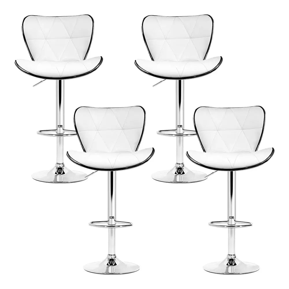 Artiss 4x Bar Stools Gas Lift Leather Seat White - Furniture > Bar Stools & Chairs > Table & Bar Stools