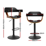 Artiss 4x Bar Stools Gas Lift Leather w/Armrest All Black - Furniture > Bar Stools & Chairs > Table & Bar Stools